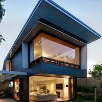 Fenêtre triangulaire fixe en aluminium sur mesure, avec cadre en verre trempé panoramique et persiennes, certifiée Energy Star, pour villa moderne, à isolation thermique
