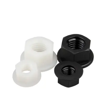 Đai Ốc Mặt Bích Đai Ốc Lục Giác Bằng Nhựa Nylon Đai Ốc Nhựa Màu Đen Trắng M3 M4 M5 M6 M8 M10 M12