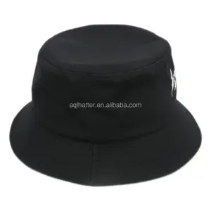 Chapéu do balde do algodão 100% da impressão personalizada do oem do preto impresso unissex