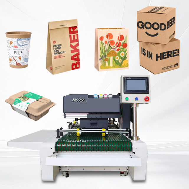 Single Pass Printer for Paper Bags Cups Printing Machine Mini Packaging Corrugated Pizza Box Carton Printer With 2 HP Printhead