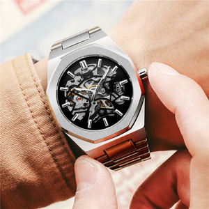 Montres mécaniques automatiques pour <span class=keywords><strong>homme</strong></span>, nouvelle collection de montres squelette en acier inoxydable avec cadran transparent - Product Image 4