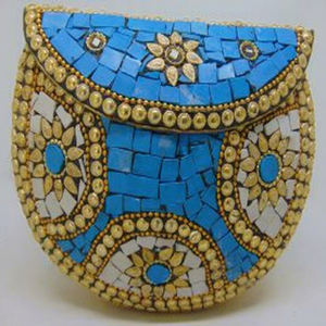 Blue Mosaic <b>Metal</b> Clutch Bag Beaded Evening Purse Handmade Women Party Clutch <b>Wallet</b> Handmade High Quality For Ladies & Girls - Product Image 1