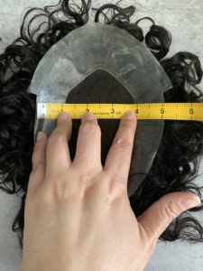 Perruque ondulée permanente H450 pour hommes, cheveux bouclés de 28 mm, base australienne, couleur 1B #   Système capillaire taille 5x7, 100% cheveux humains - Product Image 5