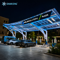 Cubierta para Carga de Vehículos Eléctricos, Personalizada, Comercial, de Acero para Exteriores, con Letrero Luminoso LED 3D para Centro de Carga Rápida
