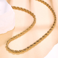Chaîne torsadée plaquée or véritable 18 carats HOVANCI, chaîne en acier inoxydable à coupe diamant de 2/5 mm, collier de chaîne torsadée, 18, 20, 24 pouces
