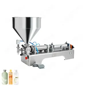 HYSP1-P Semi-automatic Desktop Pneumatic Piston Cylinder Single-head Shampoo Piston Filling Machine with Material Hopper