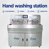 Machine de lavage, séchage et désinfection des mains électrique commerciale, nouvelle, avec armoire de rangement en acier inoxydable 304 et programme d'hygiène automatique