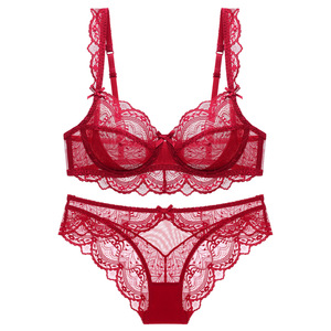 Ensemble de lingerie sexy ultra-fin pour femme, soutien-gorge français ajouré en maille transparente de haute qualité - Product Image 2
