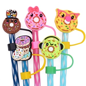 Accessoire de paille en plastique personnalisé en gros, série Donut, avec chapeau souple détachable et boucle créative, pour une touche d'individualité - Product Image 3