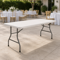 Table à manger pliable en plastique blanc, portable, pour événements en plein air, mariage, table longue moderne