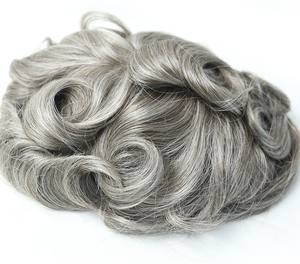 Pelucas grises antiguas para hombres, cabello humano virgen Natural 100% sin procesar, tupé de color mezclado con base de encaje, venta al por mayor - Product Image 2