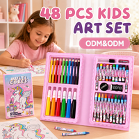 Ensemble de matériel artistique, ensemble de peinture 48 pièces pour enfants, boîte de couleurs pour enfants, ensembles de coloriage professionnels LT73401