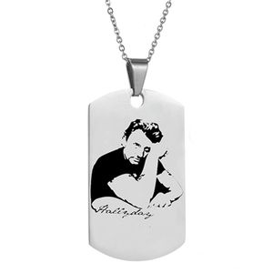 Collar personalizado con foto de personaje de Johnny Hallyday para hombre y mujer, joyería, colgante de cadena de acero inoxidable, bisutería para hombre y mujer - Product Image 1
