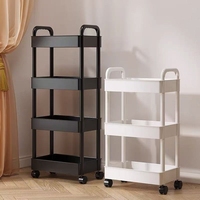Chariot de rangement pliable à 5 niveaux en plastique, mobile, pour cuisine, dortoir, chambre à coucher, chevet