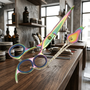 Tijeras de Peluquería Profesionales ASAP de 3 Anillos, Ergonómicas, Giratorias, de Acero Inoxidable, para Mano Derecha, con Mango Corto - Product Image 2