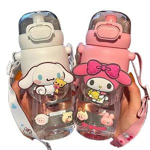 Kuromi giai điệu Kawaii Anime 600ml dung tích lớn cô gái dễ thương vẻ đẹp cao cốc nhựa trên nước trẻ em