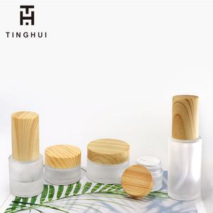 Envase de Vidrio Esmerilado para Cosméticos Faciales, Crema para el Cuidado de la Piel, con Tapa de Bambú, 30 ml, 50 ml, 100 ml, Botella con Bomba para Loción, Spray para Suero - Product Image 6