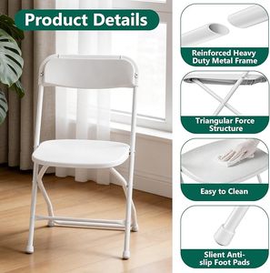 Venta al por mayor barato negro blanco <span class=keywords><strong>sillas</strong></span> plegables para eventos al aire libre <span class=keywords><strong>sillas</strong></span> plegables marco de metal - Product Image 4
