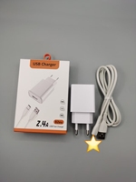 Chargeur mural B2euM 12W à charge rapide 5V 2.4A avec port USB Type-C, adaptateur prise UE pour téléphone, écouteurs, voyage, micro-câble Hotriple