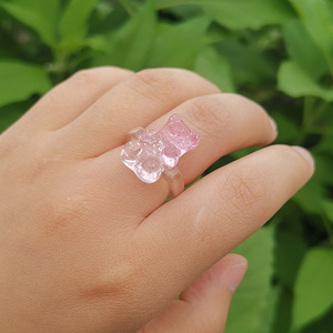Nuovi Anelli in Acrilico Cartoon SC, <span class=keywords><strong>Anello</strong></span> Colorato a Forma di Orsetto, Grazioso <span class=keywords><strong>Anello</strong></span> in Resina Acrilica per Donne e Ragazze - Product Image 3