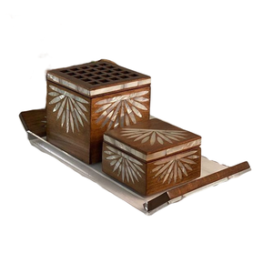 Quemador de incienso árabe con incrustaciones de perlas, mopa de incienso con incrustaciones de madera, hecho a mano, Eid Mubarak 2023 - Product Image 4