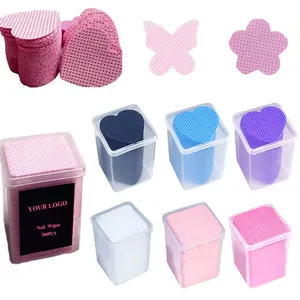 Lint-Free Nail Polish Remover Wipes 200Pcs/Box Cleaning Lint Free Wipes Custom Logo Cleaner Paper Pad Pink Heart Nail Wipe