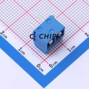 MX301R-5.0-02P-BU01-Cu-Y-A Screw Terminal Block Bent Lead Through Hole,P=5mm Connector 1x2P 5mm Blue Right Angle Insert - Product Image 2