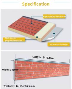 16mm Soundproof PU <strong>Foam</strong> Sandwich Panel Insulated Decoration Polyurethane Sandwich Panel Exterior Wall Panel With <strong>Brick</strong> Pattern - Product Image 4