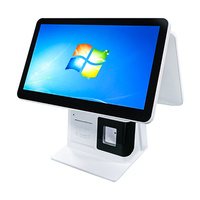 Terminal de point de vente à double écran tactile de 15/15,6/17 pouces, caisse enregistreuse complète avec imprimante thermique pour épicerie, magasin de proximité