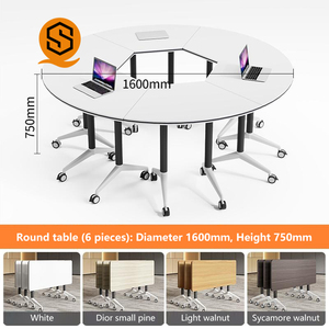 Bureau d'étude moderne mobile Shinestone avec ensembles de chaises, petite table de réunion, de <span class=keywords><strong>formation</strong></span> et de conférence pour 6 personnes, table pliante de bureau - Product Image 1