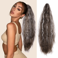 AliLeader Extensions de cheveux en queue de cheval de 28 pouces avec cordon de serrage Queue de cheval longue bouclée Postiche synthétique ondulée naturelle pour femmes Usage quotidien