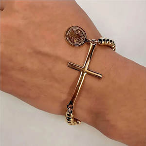 Pulseras y Brazaletes Religiosos de Acero Inoxidable 316L, Chapados en Oro de 14k y 18k, Pulseras Católicas con Cuentas y Dijes para Mujeres y Hombres - Product Image 3