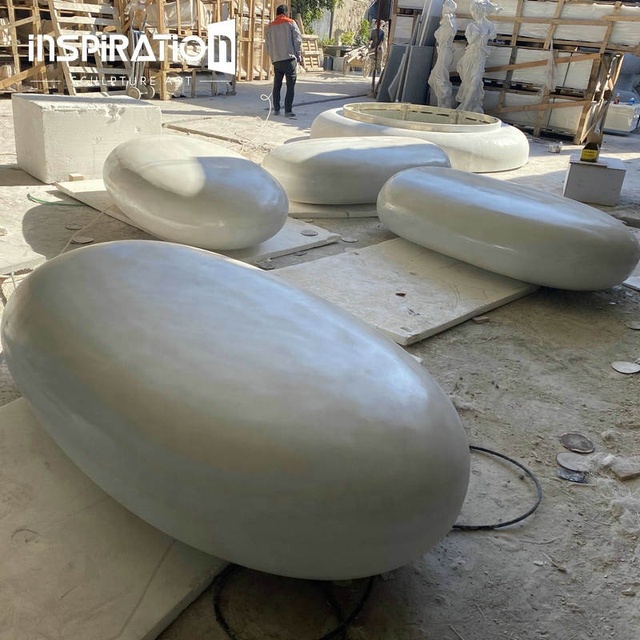Urban Playground Elements Goose Egg Design Concrete Outdoor Benches Fiberglass Outdoor Furniture