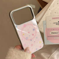 Coque rose à étoiles et pois pour iPhone 17 Pro Max, avec petit support magnétique pour iPhone 16, motif dessin animé doré