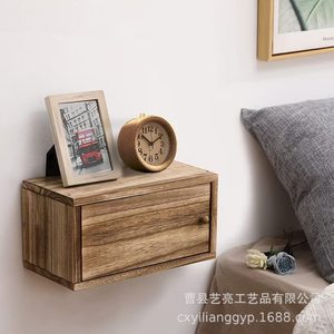 Wooden Minimalist <b>Floating</b> Nightstand With <b>Drawer</b> For Bedroom Storage - Product Image 2