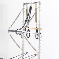 Reformer de studio commercial avec cadre en aluminium blanc et tour en acier inoxydable, accessoires complets inclus