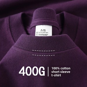 T-shirt Unisex a Maniche Corte in Puro Cotone Pesante 400g, Traspirante, Spessa, Non Trasparente, Versatile, Tinta Unita - Product Image 1