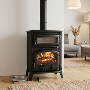 FOB03 Poêle à <span class=keywords><strong>bois</strong></span> moderne <span class=keywords><strong>en</strong></span> <span class=keywords><strong>fonte</strong></span> (à combustion de <span class=keywords><strong>bois</strong></span>) avec four autonome pour la cuisine, le chauffage intérieur et la cuisson, foyer à <span class=keywords><strong>bois</strong></span> - Product Image 1