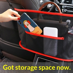 Organisateur de rangement auto noir pour voiture, filet de protection et support de sac à main entre les sièges avant - Product Image 2