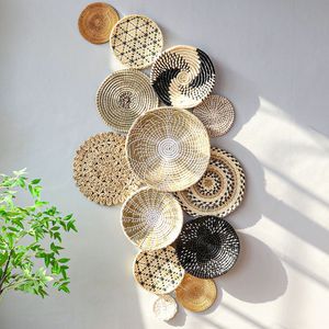 Décorations tissées à la main 45X45X15CM, décoration murale en <span class=keywords><strong>paille</strong></span> nordique pour salon, décoration murale de fond, décoration bohème - Product Image 2