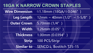 Agrafes d'armoire et de plancher à couronne étroite de calibre L en acier inoxydable galvanisé de bonne qualité pour rembourrage - Product Image 2