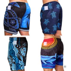 FQ aborigeni pantaloncini con etichetta indigena stampati pantaloncini in poliestere Pacific TAG Maori Mens Training Ocean Tag 20 pantaloncini Club uniformi - Product Image 5