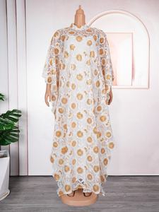 新しいスタイルのクラシックなアフリカの女性レースアバヤスタイリッシュなドバイルーズロングドレスインサイドドレス2ピースセットフリーサイズアフリカンローブ - Product Image 2