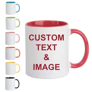 Cadeaux personnalisés Passe au lave-vaisselle Tasse à café en céramique vierge de 11oz à sublimation Tasse à café photo personnalisée personnalisable avec poignée