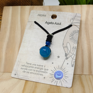 Pendentif boule d'agate bleue 14mm collier pendentif fin en pierre naturelle conception de collier pendentif fin - Product Image 6