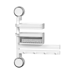 Imega Rotating Soap Dish Wall Mounted Plastic Self Drain Rectangular Bathroom Soap Holder With Suction Cup - Product Image 5