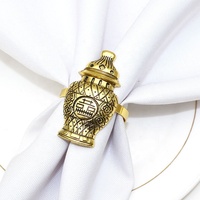 Guardanapo anéis de garrafa de porcelana, anéis antigos de cerâmica dourado branco e azul para casa cozinha festas de casamento hwe53