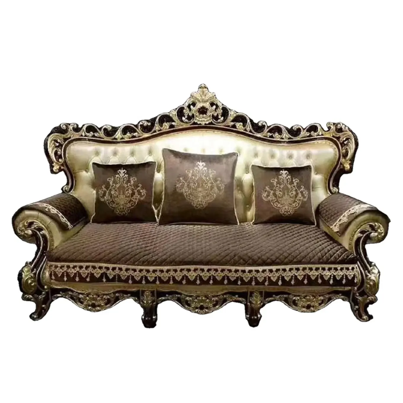 Elegante 1 + 2 + 6 posti in velluto fucsia flanella stile palazzo reale europeo 24K oro divano componibile per soggiorno