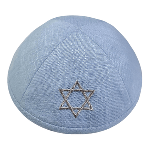 Kippah Ebraica in Lino con Stella di David Ricamata Yihaoyi, Stile Formale per Adulti e Ragazzi, Cappello per Cerimonia di Preghiera Bar Mitzvah - Product Image 3