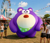Modèle de dessin animé d'ours mignon gonflable violet personnalisé, pour la décoration d'événements festifs, la publicité commerciale, les événements de carnaval